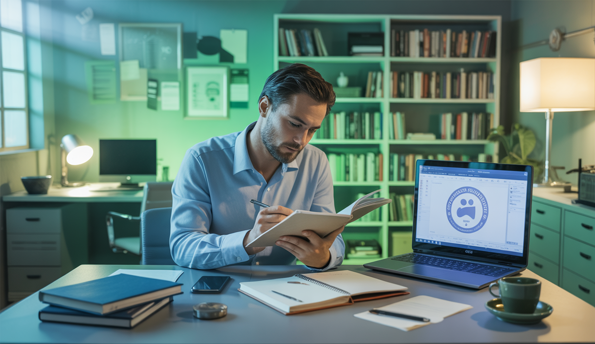 Un bureau moderne avec des documents sur la certification Qualiopi de 2025