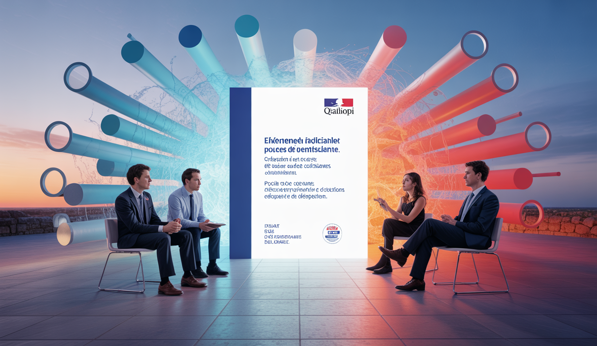 Illustration vibrante de la certification Qualiopi en France