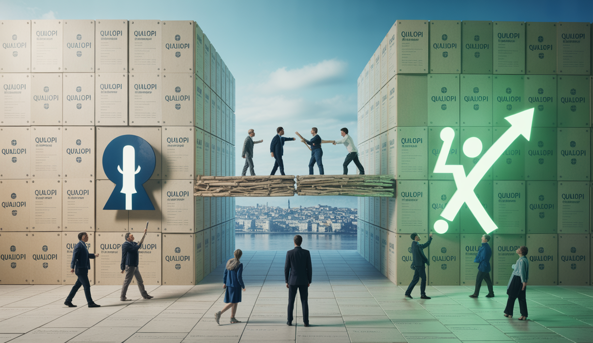 Illustration représentant les défis des petits organismes de formation avec la certification Qualiopi.